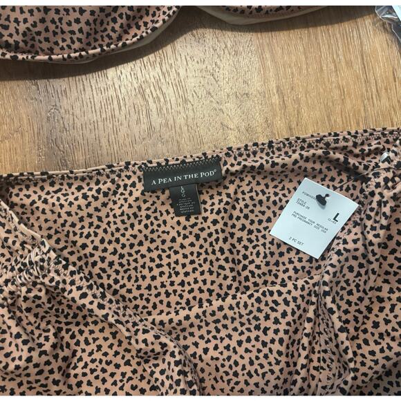 NWT A Pea In The Pod Maternity Cheetah Convertible Two Piece Swimsuit Size L - Picture 3 of 7